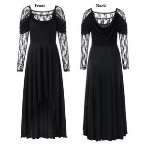 # 14 - Lace Panel Maxi High Low Dress - Black - L ( Brand New )